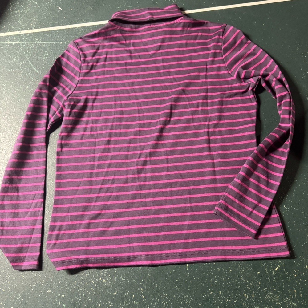 L.L. Bean purple striped turtleneck. Women’s Petite Small - Picture 7 of 7